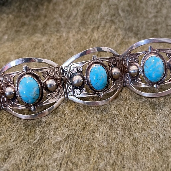 Vintage Hubbell Glass Mexico Alpaca Bracelet - Picture 12 of 16